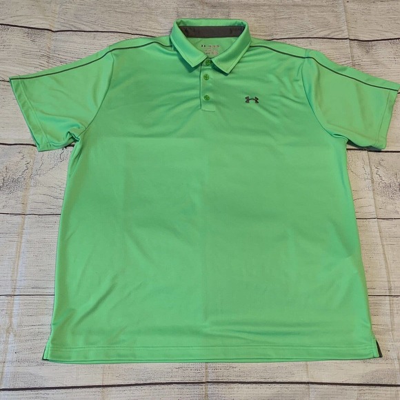 Under Armour Heat Gear Leaderboard Mens XXL 2XL Golf Polo Shirt Green - Picture 1 of 9